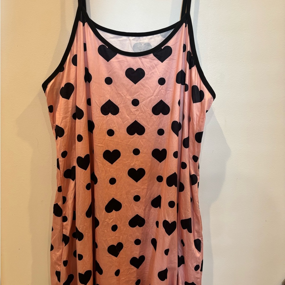 5XL BUNDLE Black Floral/ Pink Heart Print Nightgown.